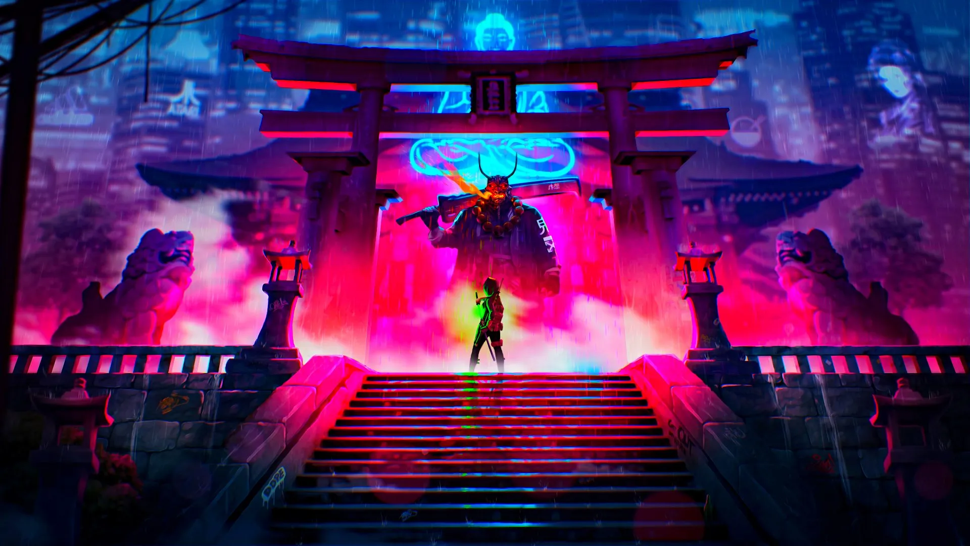 赌博游戏赛博都市夜景 - 博彩娱乐